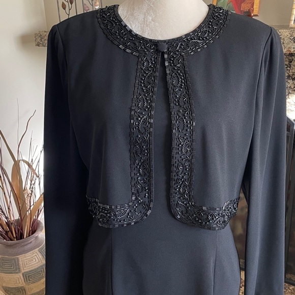 Marianna Black Beaded Front Dress. - Picture 14 of 16